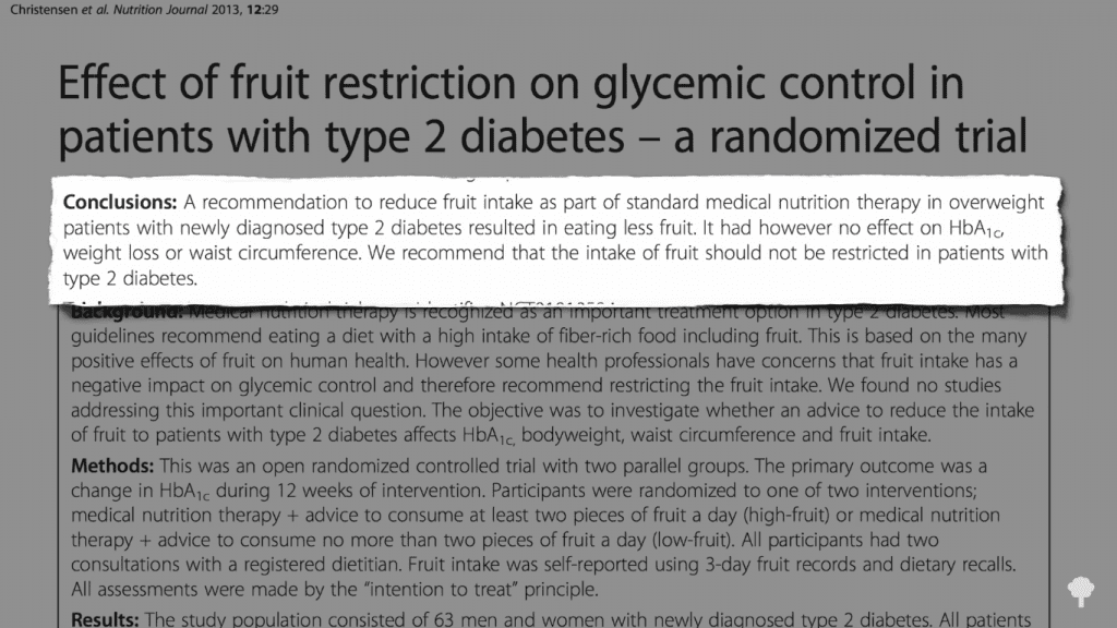 Effets de la restriction de fruits sur le controle de glycémie dans des patients de diabète du type 2 - un essai randomisé.  