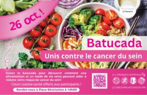 Batucada "Unis contre le cancer du sein", pendant l'octobre rose, à Besançon.