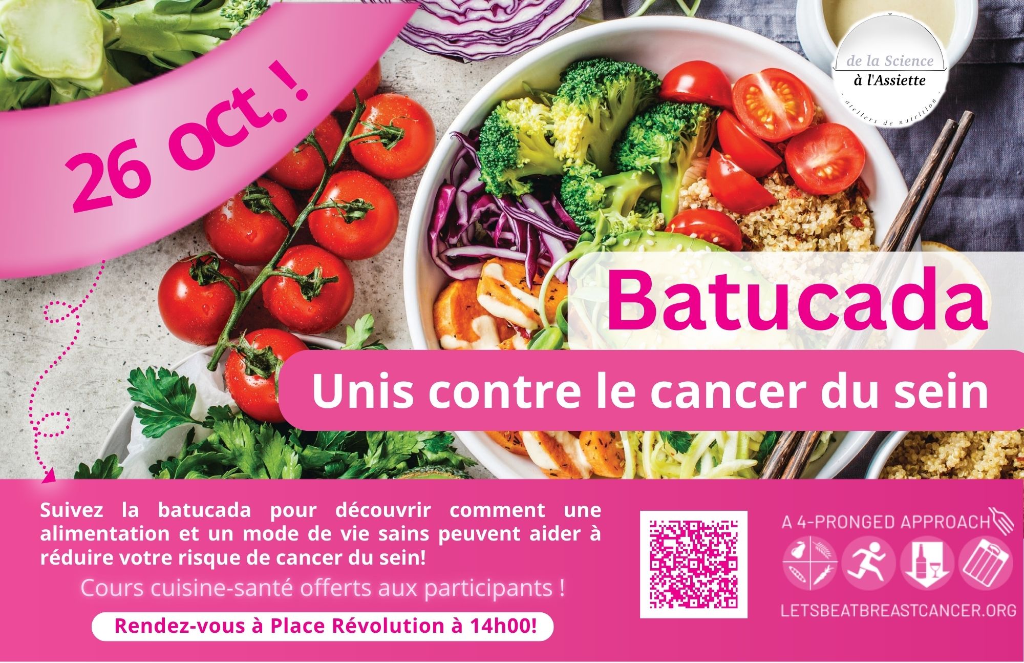 Batucada "Unis contre le cancer du sein", pendant l'octobre rose, à Besançon.